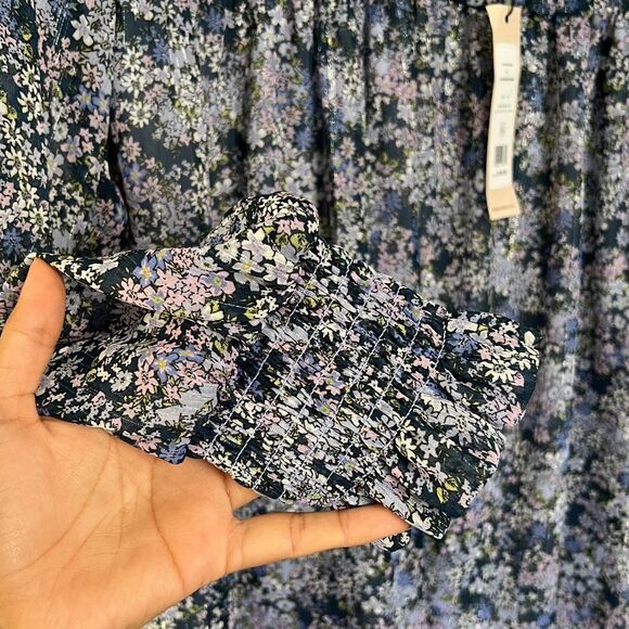 NWT BCBGeneration Puff Sheer Sleeve Floral Print Babydoll Mini Dress 6 - Picture 4 of 6